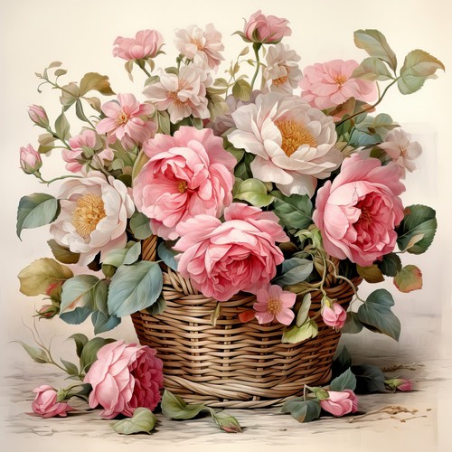 Deko bild vintage shabby korb - deko,