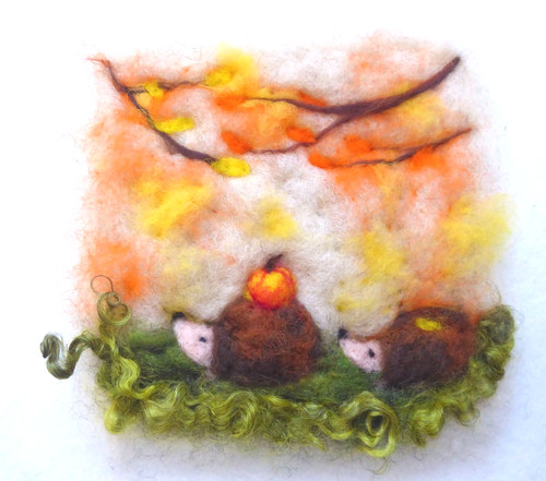 Wollbild familie igel apfel - ♥wollbild,