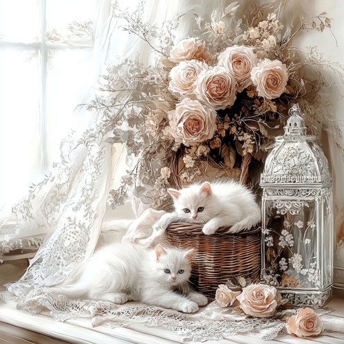 Wandbild vintage shabby - vintage, katzen