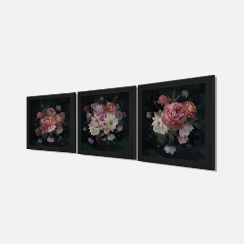 3er set gerahmte - 3er-set, blumen
