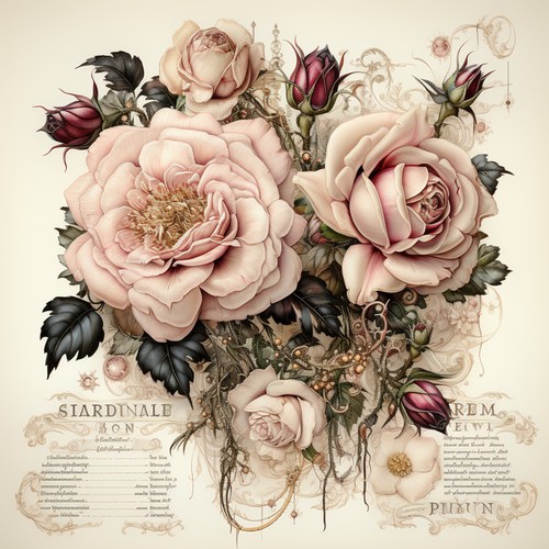 Wandbild vintage barock rosen - vintage,