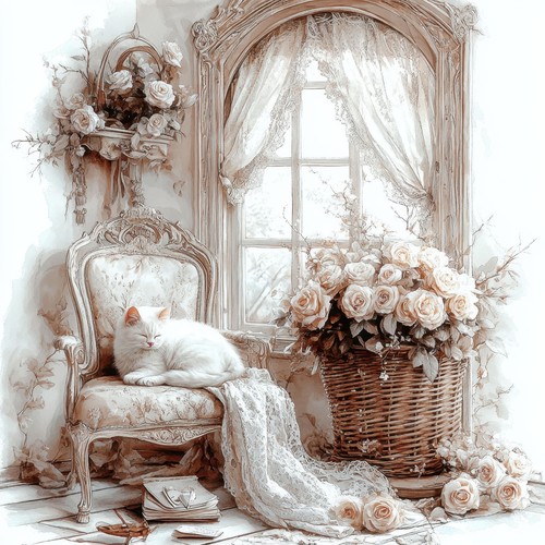 Wandbild vintage shabby katze - vintage,