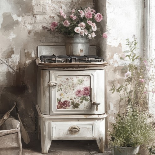 Wandbild küche herd shabby - wandbild,