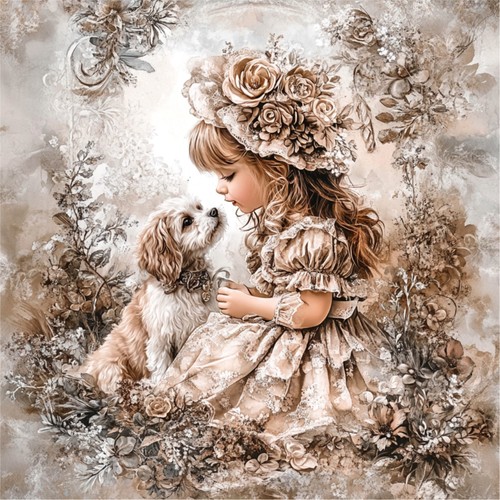 Wandbild hund mädchen - wandbild,