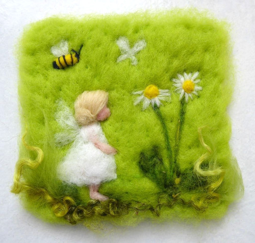 Wollbild gänseblümchen - ♥wollbild,